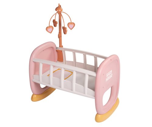 עריסת נדנדה לבובה Baby Nurse כולל מובייל של חברת Smoby מצרפת (לא כולל בובה)