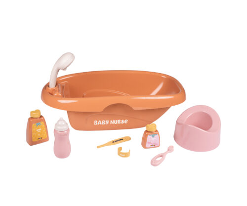 אמבטיה לבובה Baby Nurse כולל אביזרים של חברת Smoby מצרפת (לא כולל בובה)