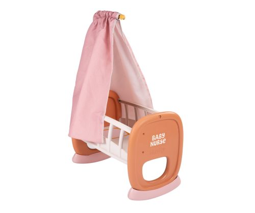 עריסה לבובות עם חופת בד מעוצבת של חברת Smoby מצרפת (לא כולל בובה)