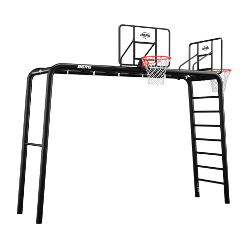 PlayBase באורך 4.7 מטר כולל סל כדורסל מונקי בר סולם טיפוס טרפז וזוג טבעות של חברת Berg מהולנד