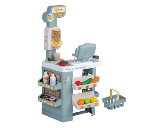 דוכן סופרמרקט לילדים Smoby Nature&Fresh Market עם קופה, פירות וירקות וסלסלה