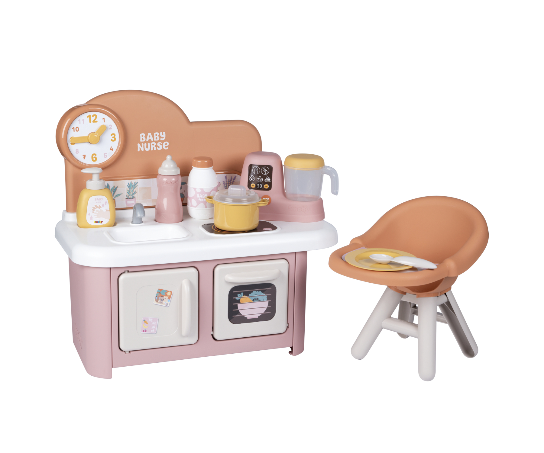 מטבח לבובות Smoby Baby Nurse עם כיסא אוכל לבובה